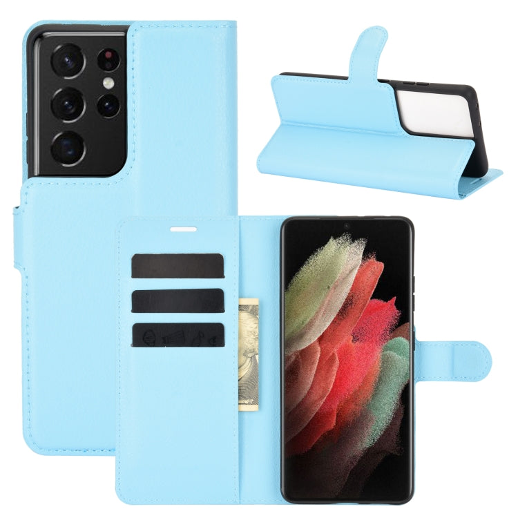 For Samsung Galaxy S21 Ultra 5G Litchi Texture Horizontal Flip Protective Case with Holder & Card Slots & Wallet
