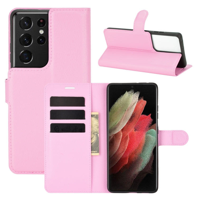 For Samsung Galaxy S21 Ultra 5G Litchi Texture Horizontal Flip Protective Case with Holder & Card Slots & Wallet