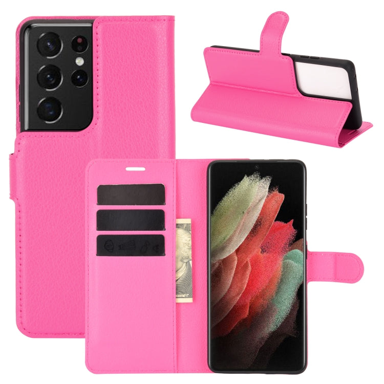 For Samsung Galaxy S21 Ultra 5G Litchi Texture Horizontal Flip Protective Case with Holder & Card Slots & Wallet