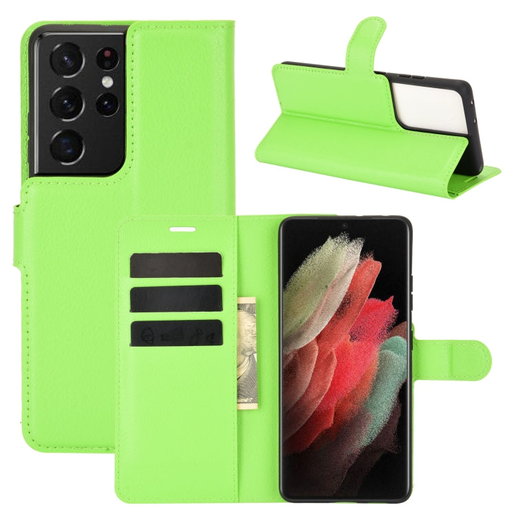 For Samsung Galaxy S21 Ultra 5G Litchi Texture Horizontal Flip Protective Case with Holder & Card Slots & Wallet