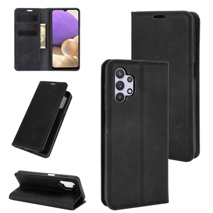 For Samsung Galaxy A32 5G Retro-skin Business Magnetic Suction Leather Case with Holder & Card Slots & Wallet