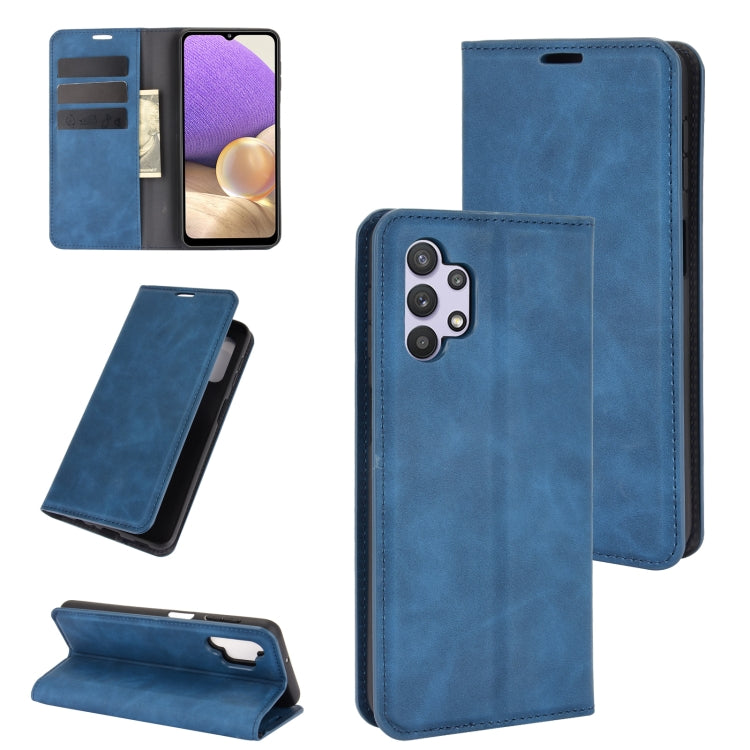 For Samsung Galaxy A32 5G Retro-skin Business Magnetic Suction Leather Case with Holder & Card Slots & Wallet