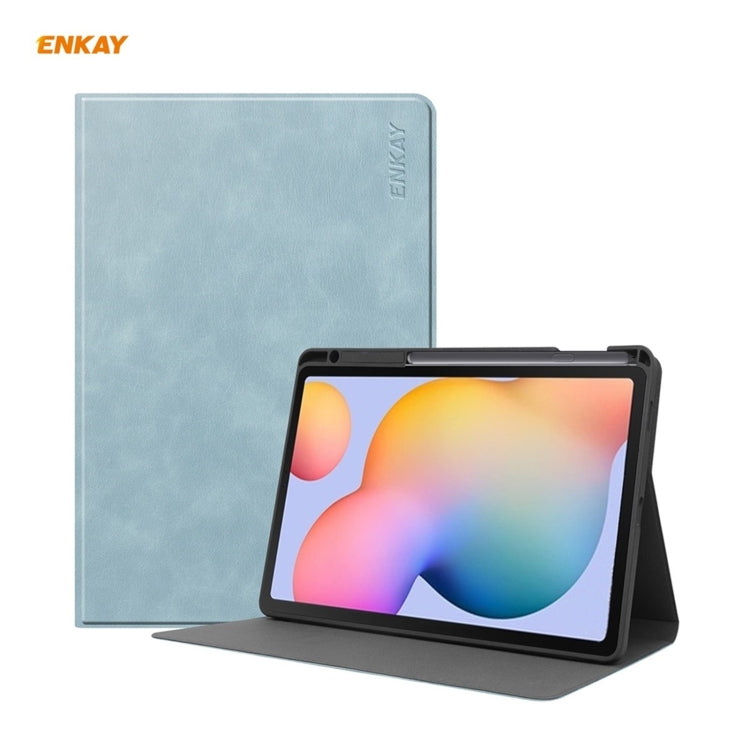 ENKAY ENK-8025 Cow Texture PU Leather + TPU Smart Case with Pen Slot for Samsung Galaxy Tab S6 Lite P610 / P615