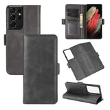 For Samsung Galaxy S21 Ultra 5G Dual-side Magnetic Buckle Horizontal Flip Leather Case with Holder & Card Slots & Wallet