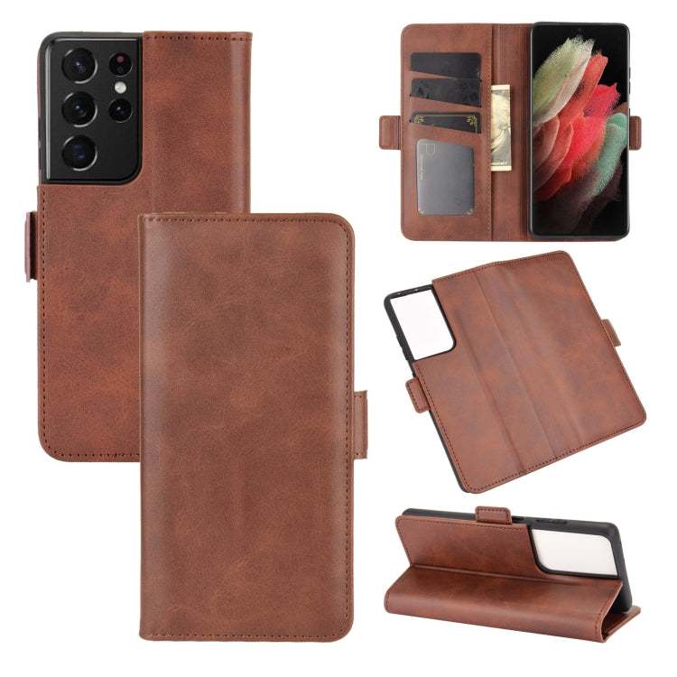 For Samsung Galaxy S21 Ultra 5G Dual-side Magnetic Buckle Horizontal Flip Leather Case with Holder & Card Slots & Wallet