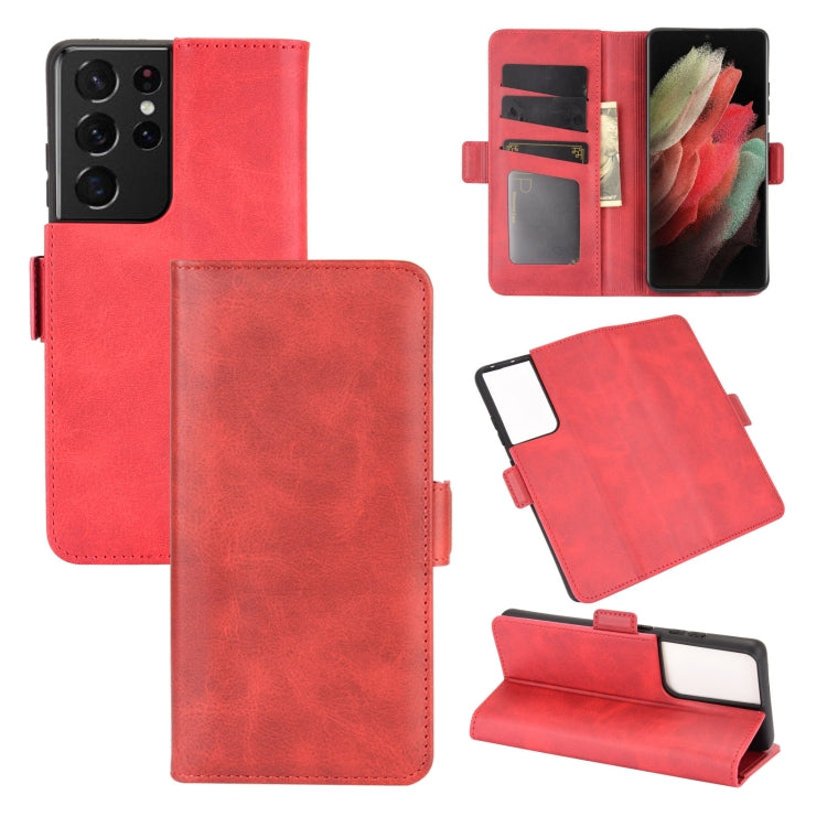 For Samsung Galaxy S21 Ultra 5G Dual-side Magnetic Buckle Horizontal Flip Leather Case with Holder & Card Slots & Wallet
