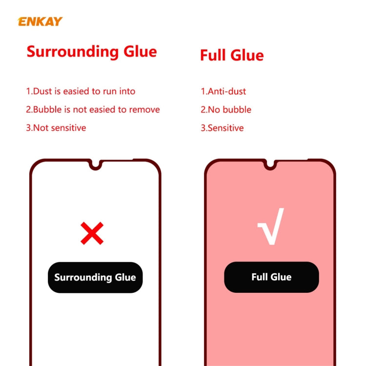 2 PCS ENKAY Hat-Prince Full Glue 0.26mm 9H 2.5D Tempered Glass Full Coverage Film