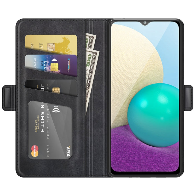 For Samsung Galaxy A02/M02 Dual-side Magnetic Buckle Horizontal Flip Leather Case with Holder & Card Slots & Wallet