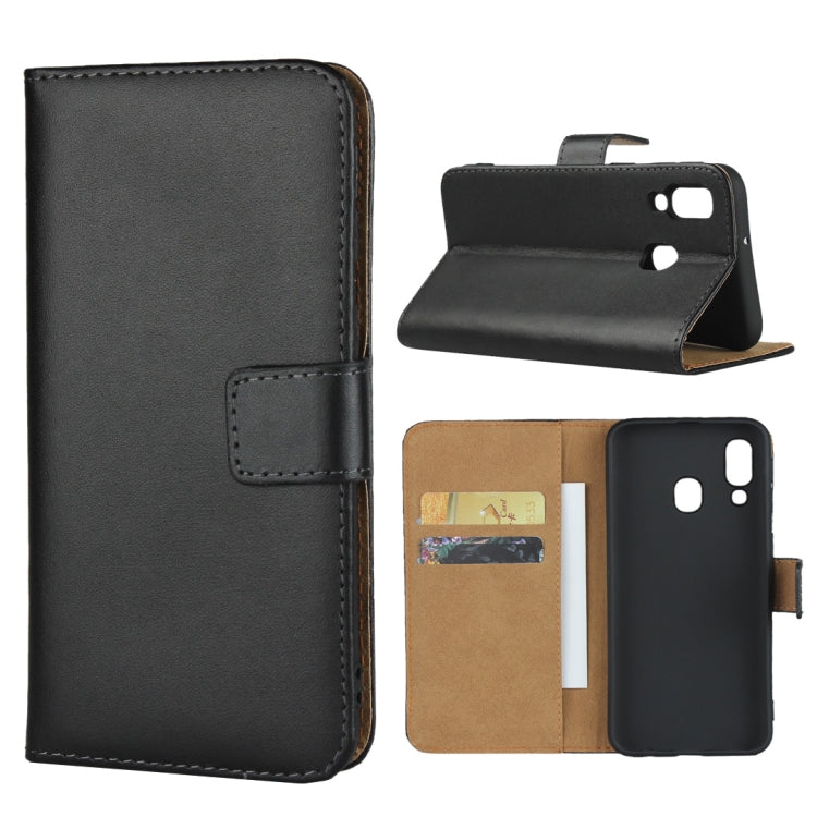 Leather Horizontal Flip Holster for Samsung Galaxy A40 with Magnetic Clasp and Bracket and Card Slot and Wallet