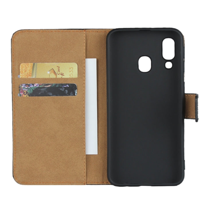 Leather Horizontal Flip Holster for Samsung Galaxy A40 with Magnetic Clasp and Bracket and Card Slot and Wallet