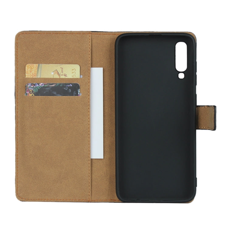 Leather Horizontal Flip Holster for Samsung Galaxy A70 with Magnetic Clasp and Bracket and Card Slot and Wallet