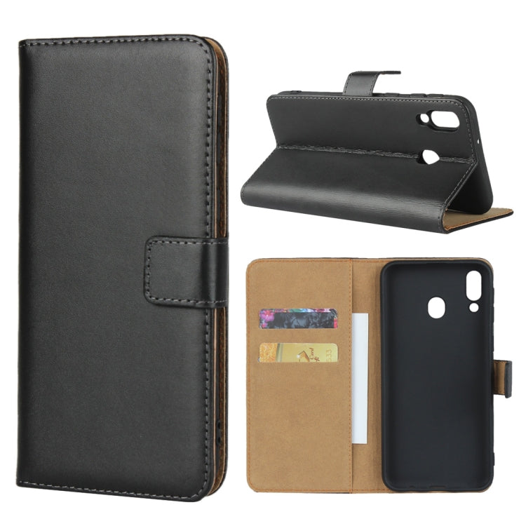 Leather Horizontal Flip Holster for Samsung Galaxy M20 with Magnetic Clasp and Bracket and Card Slot and Wallet