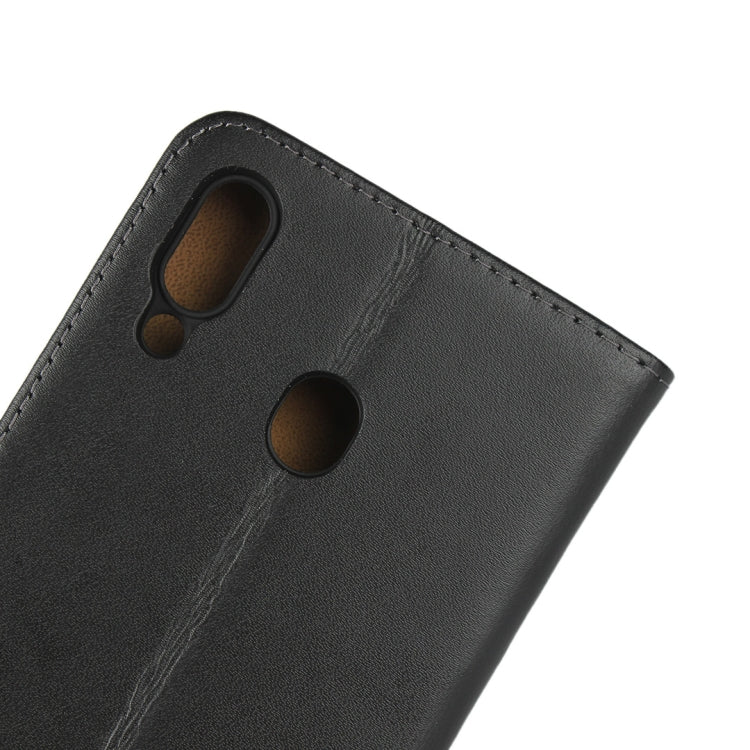 Leather Horizontal Flip Holster for Samsung Galaxy M20 with Magnetic Clasp and Bracket and Card Slot and Wallet