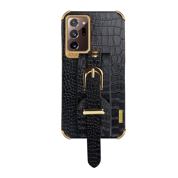 Electroplated TPU Crocodile Pattern Leather Case with Wrist Strap