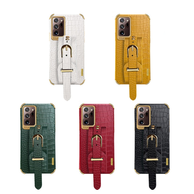 Electroplated TPU Crocodile Pattern Leather Case with Wrist Strap