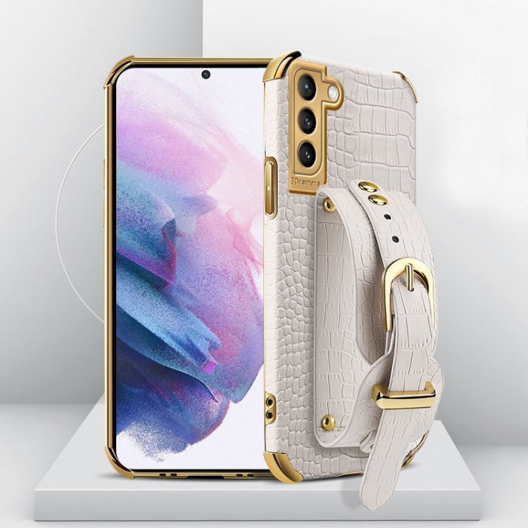 Electroplated TPU Crocodile Pattern Leather Case with Wrist Strap