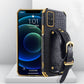 Electroplated TPU Crocodile Pattern Leather Case with Wrist Strap
