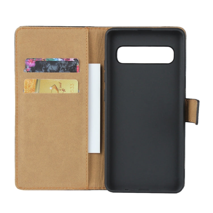 Leather Horizontal Flip Holster for Samsung Galaxy S10 5G with Magnetic Clasp and Bracket and Card Slot and Wallet