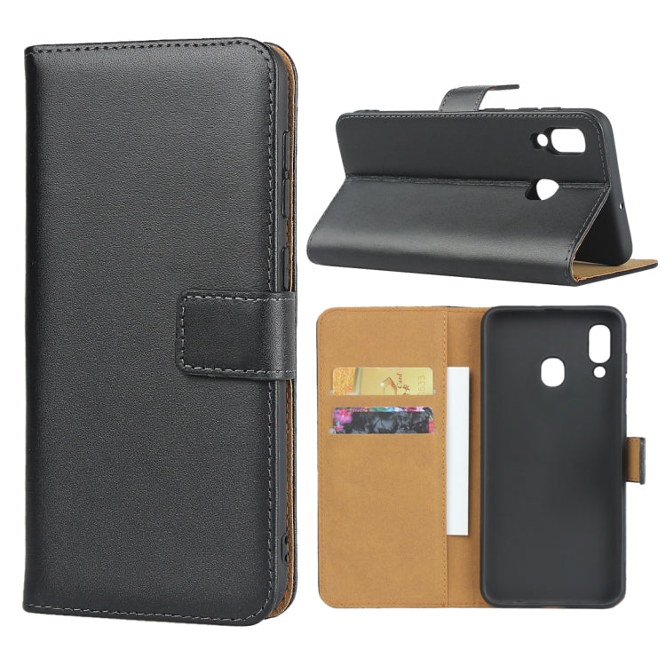 Leather Horizontal Flip Holster for Samsung Galaxy A30/A20 with Magnetic Clasp and Bracket and Card Slot and Wallet