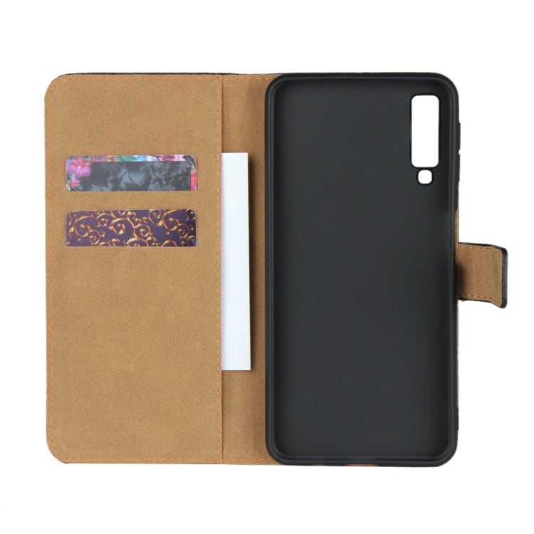 Leather Horizontal Flip Holster for Samsung Galaxy A7 2018/A750 with Magnetic Clasp and Bracket and Card Slot and Wallet