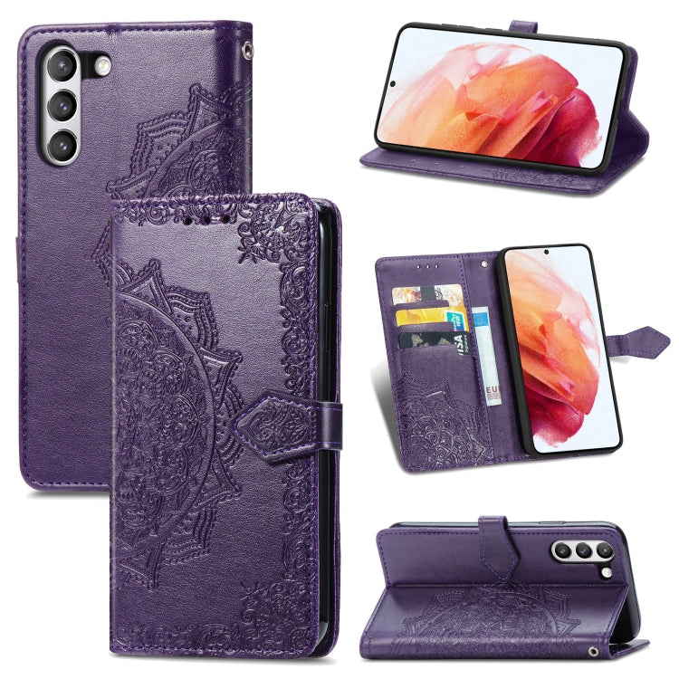 Halfway Mandala Embossing Pattern Horizontal Flip Leather Case with Holder & Card Slots & Wallet & Lanyard