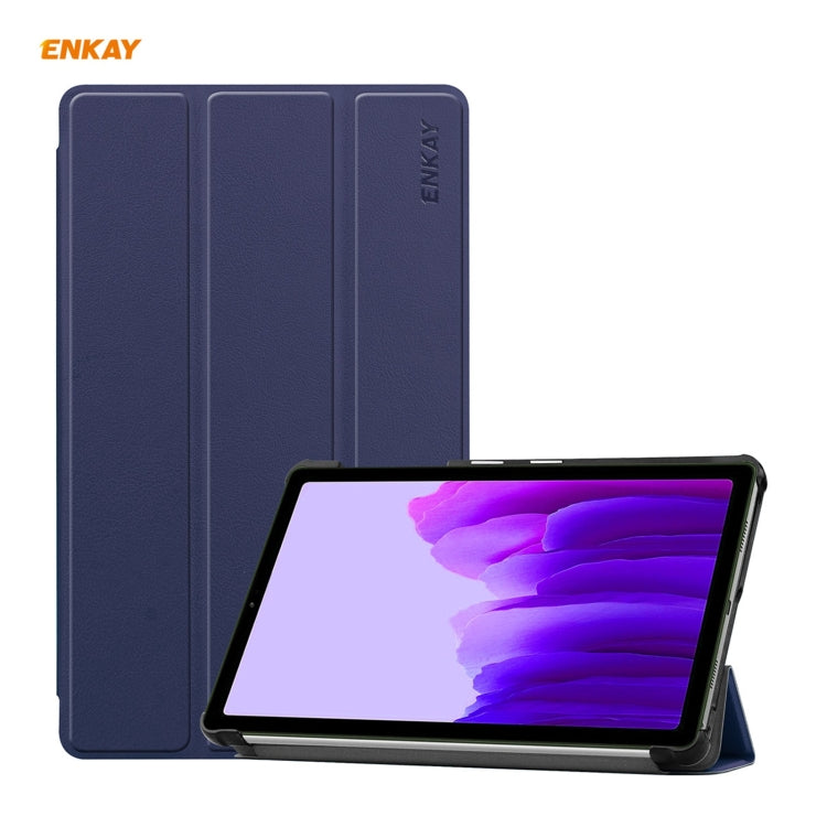 ENKAY PU Leather + Plastic Case with Three-folding Holder for Samsung Galaxy Tab A7 Lite T220 / T225