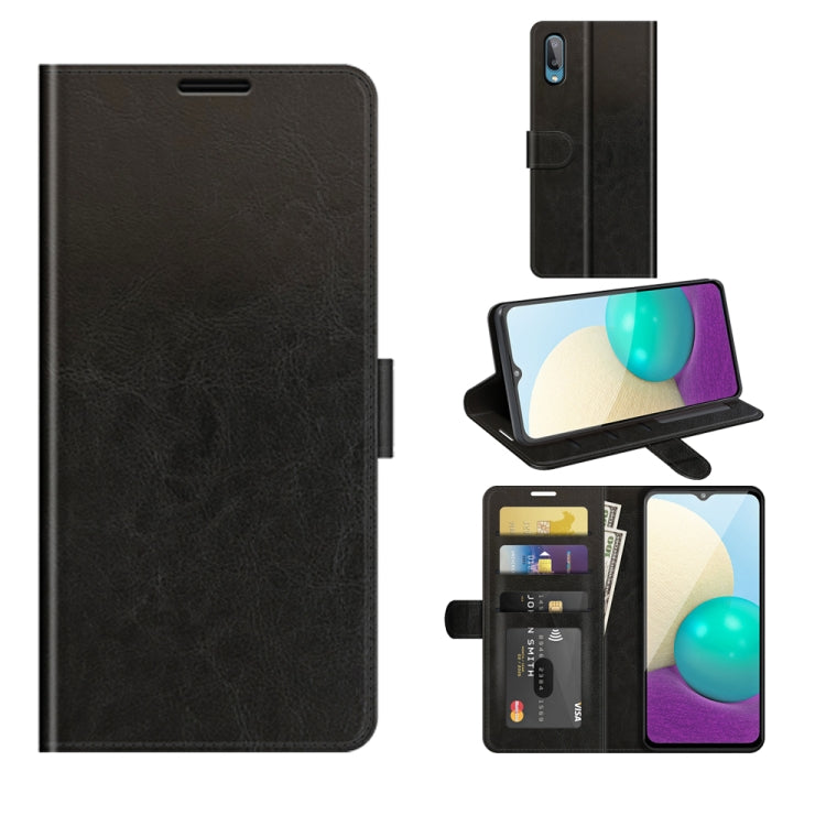 For Samsung Galaxy A02 / M02 R64 Texture Single Horizontal Flip Protective Case with Holder & Card Slots & Wallet& Photo Frame