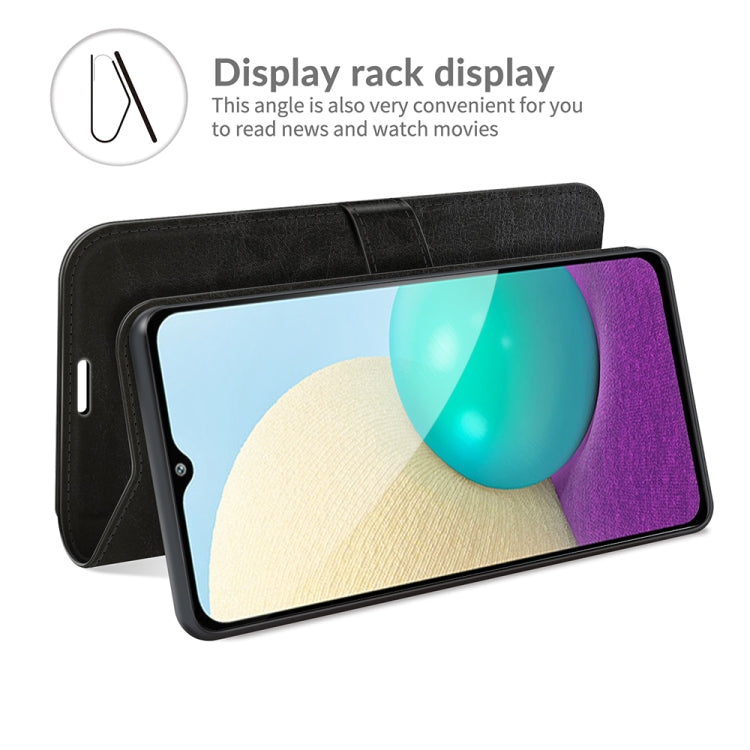 For Samsung Galaxy A02 / M02 R64 Texture Single Horizontal Flip Protective Case with Holder & Card Slots & Wallet& Photo Frame