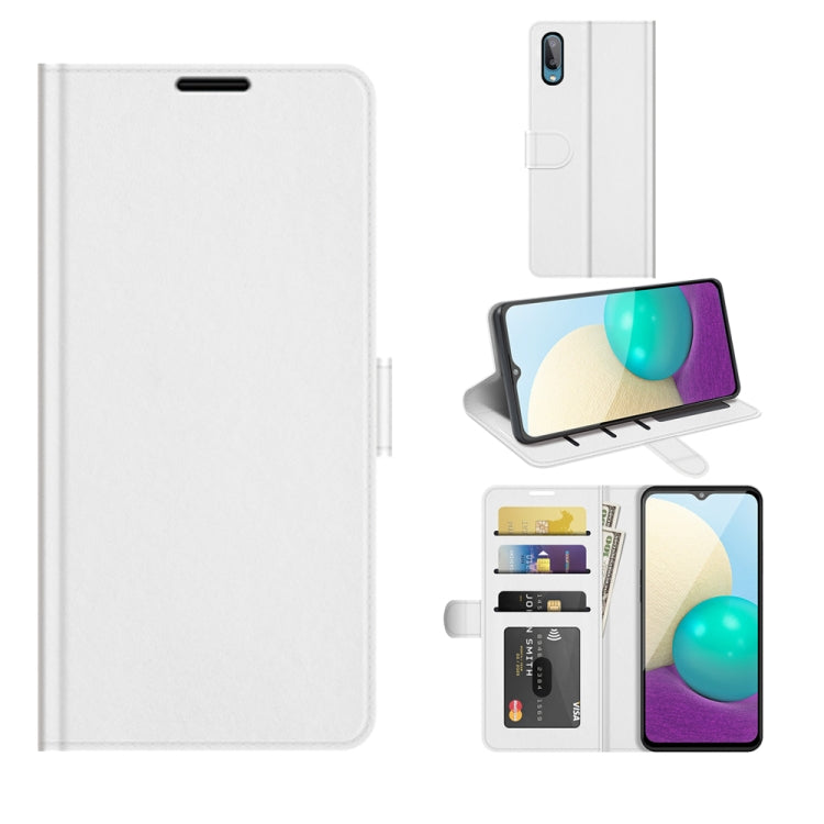 For Samsung Galaxy A02 / M02 R64 Texture Single Horizontal Flip Protective Case with Holder & Card Slots & Wallet& Photo Frame