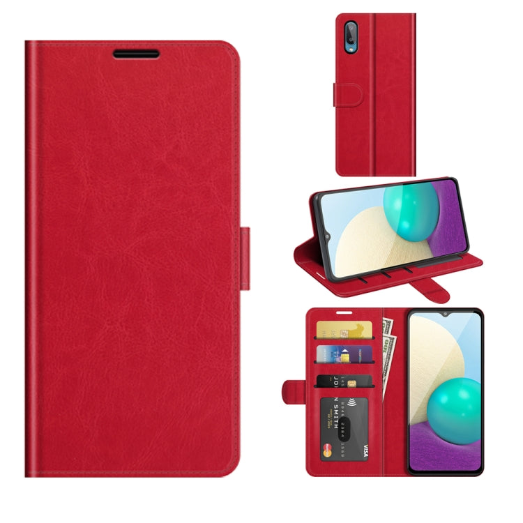 For Samsung Galaxy A02 / M02 R64 Texture Single Horizontal Flip Protective Case with Holder & Card Slots & Wallet& Photo Frame