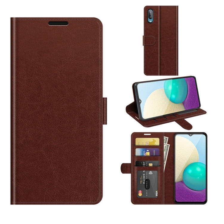For Samsung Galaxy A02 / M02 R64 Texture Single Horizontal Flip Protective Case with Holder & Card Slots & Wallet& Photo Frame