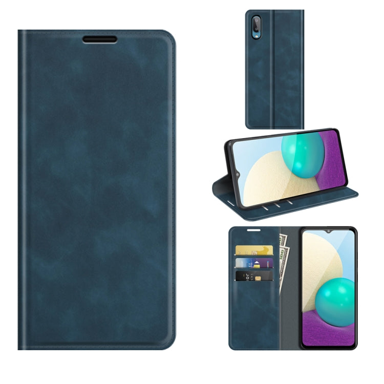 For Samsung Galaxy A02 / M02 Retro-skin Business Magnetic Suction Leather Case with Holder & Card Slots & Wallet