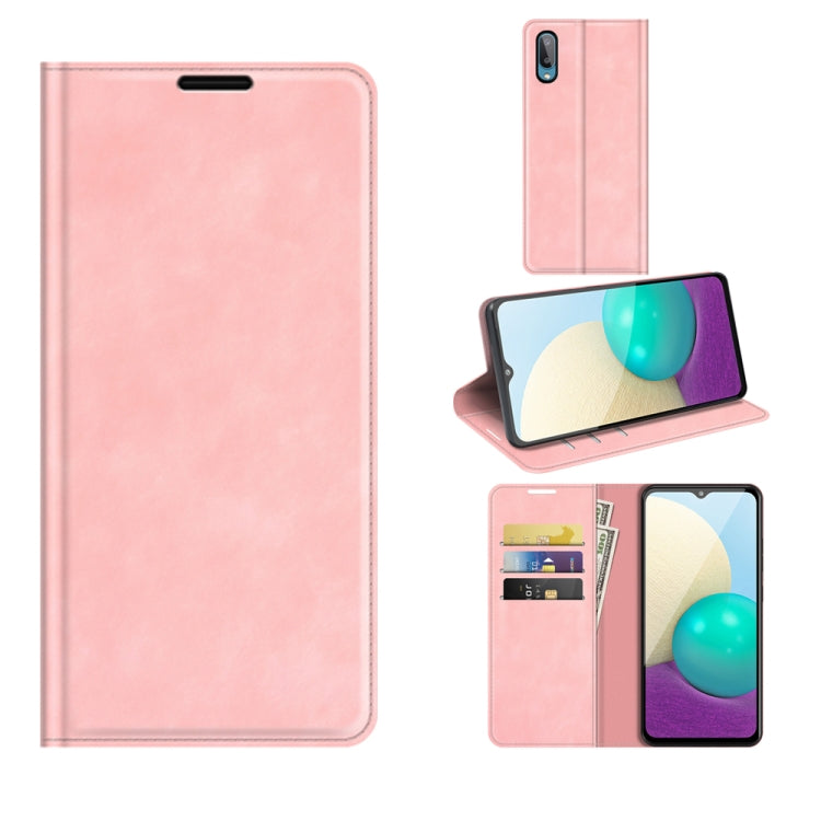For Samsung Galaxy A02 / M02 Retro-skin Business Magnetic Suction Leather Case with Holder & Card Slots & Wallet
