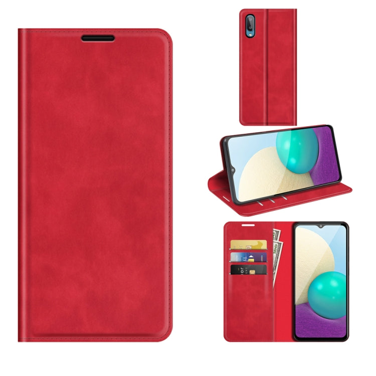 For Samsung Galaxy A02 / M02 Retro-skin Business Magnetic Suction Leather Case with Holder & Card Slots & Wallet
