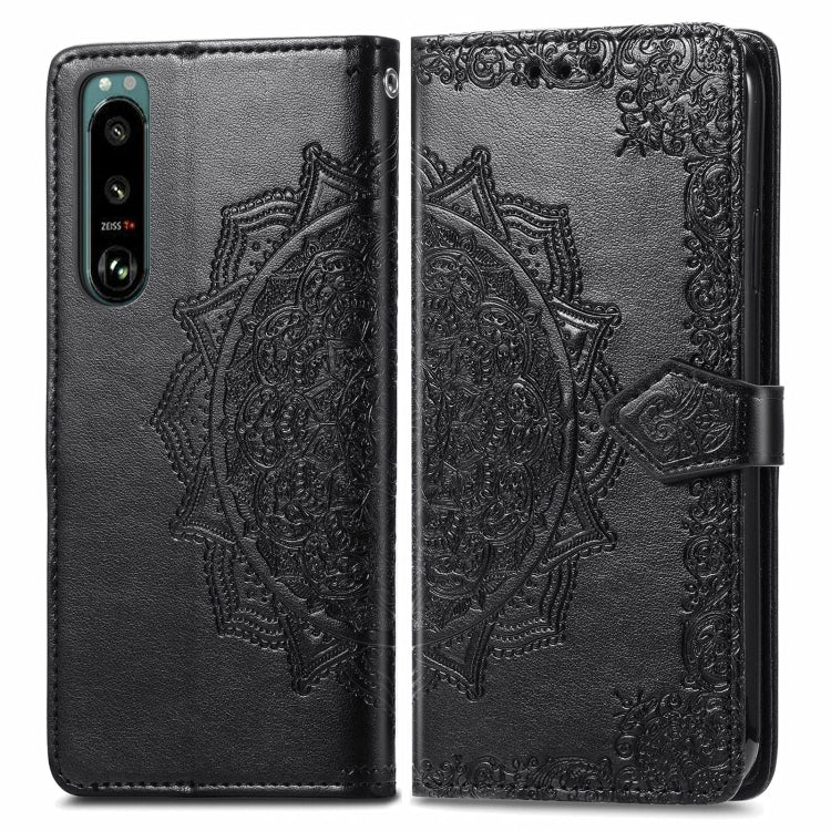 Mandala Flower Embossed Horizontal Flip Leather Case with Bracket / Card Slot / Wallet / Lanyard