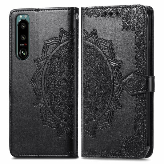 Mandala Flower Embossed Horizontal Flip Leather Case with Bracket / Card Slot / Wallet / Lanyard