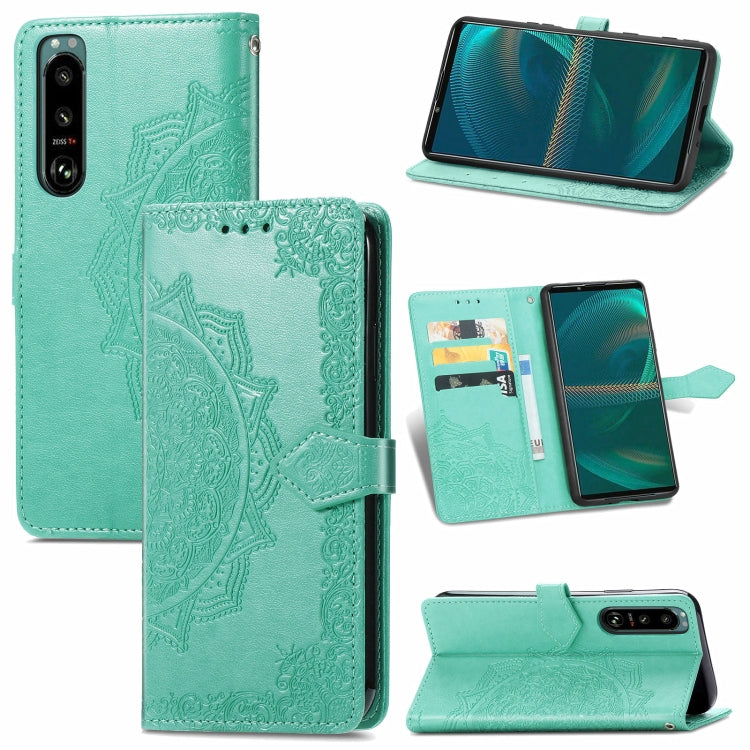 Mandala Flower Embossed Horizontal Flip Leather Case with Bracket / Card Slot / Wallet / Lanyard