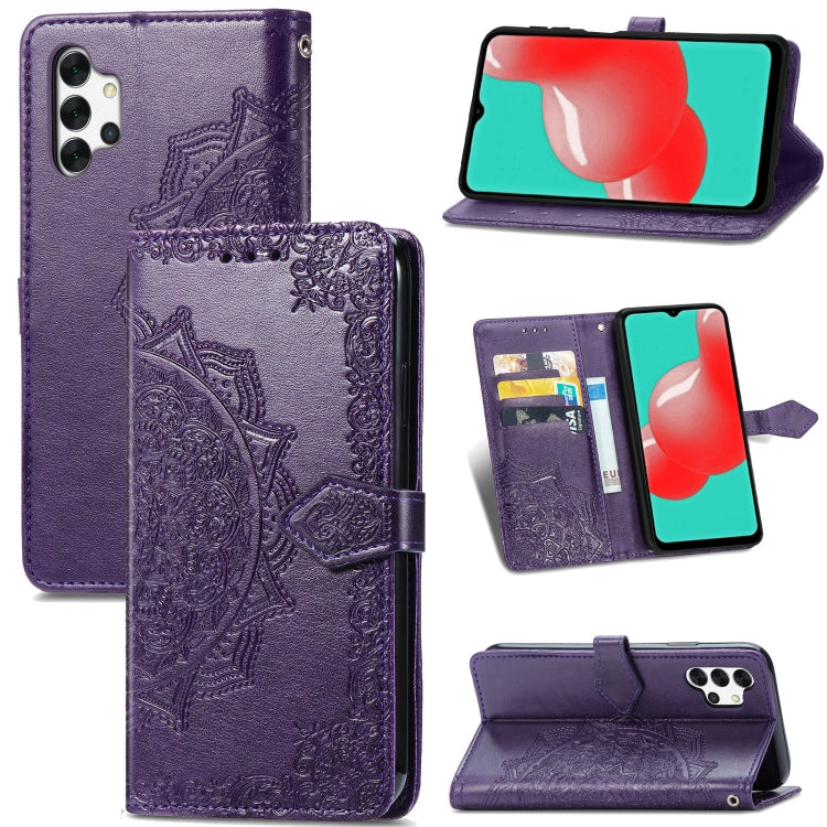 Mandala Flower Embossed Horizontal Flip Leather Case with Bracket / Card Slot / Wallet / Lanyard