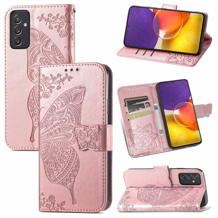 Butterfly Love Flower Embossed Horizontal Flip Leather Case with Bracket / Card Slot / Wallet / Lanyard