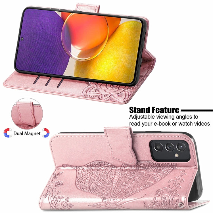 Butterfly Love Flower Embossed Horizontal Flip Leather Case with Bracket / Card Slot / Wallet / Lanyard