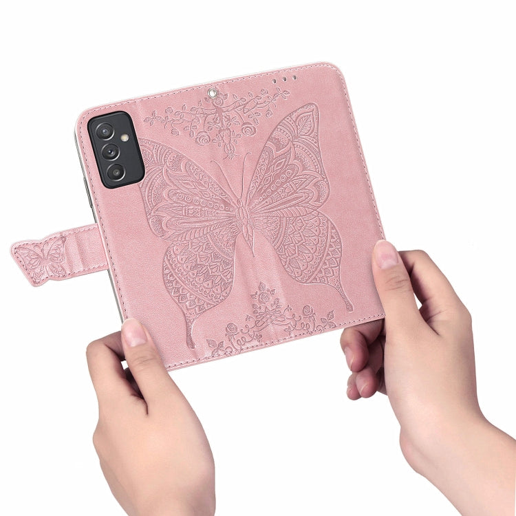 Butterfly Love Flower Embossed Horizontal Flip Leather Case with Bracket / Card Slot / Wallet / Lanyard