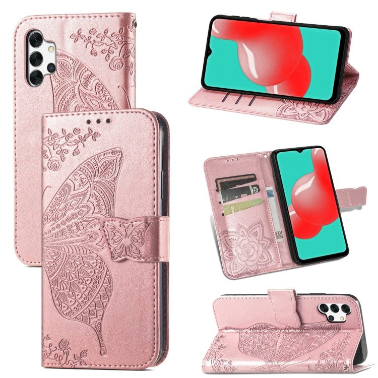 Butterfly Love Flower Embossed Horizontal Flip Leather Case with Bracket / Card Slot / Wallet / Lanyard
