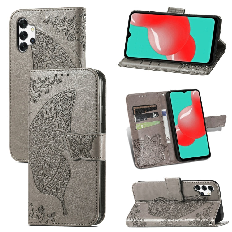 Butterfly Love Flower Embossed Horizontal Flip Leather Case with Bracket / Card Slot / Wallet / Lanyard