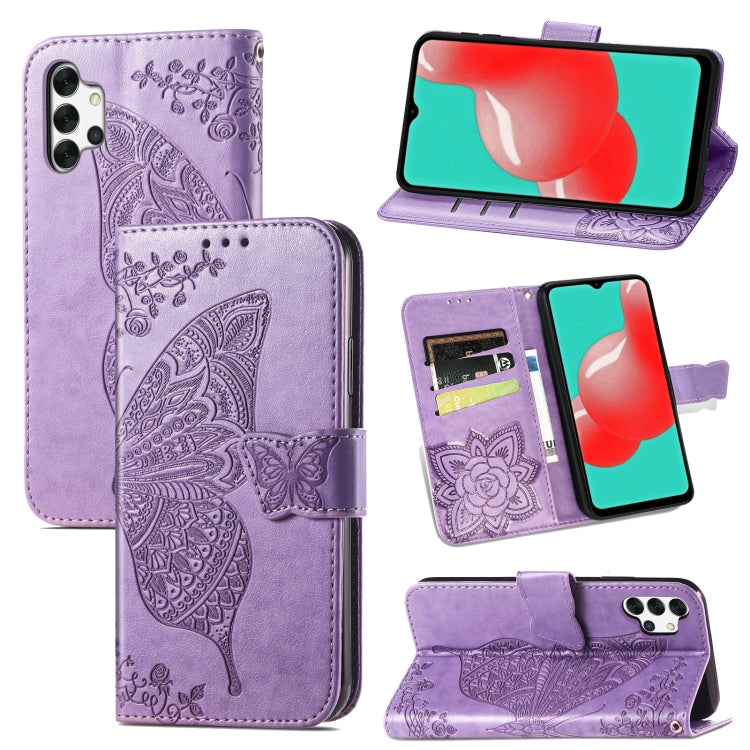Butterfly Love Flower Embossed Horizontal Flip Leather Case with Bracket / Card Slot / Wallet / Lanyard