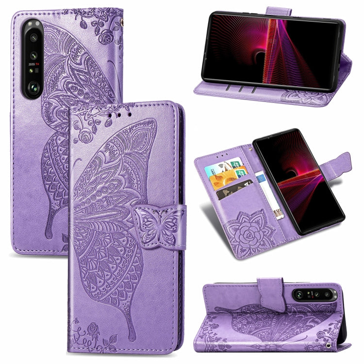 Butterfly Love Flower Embossed Horizontal Flip Leather Case with Bracket / Card Slot / Wallet / Lanyard