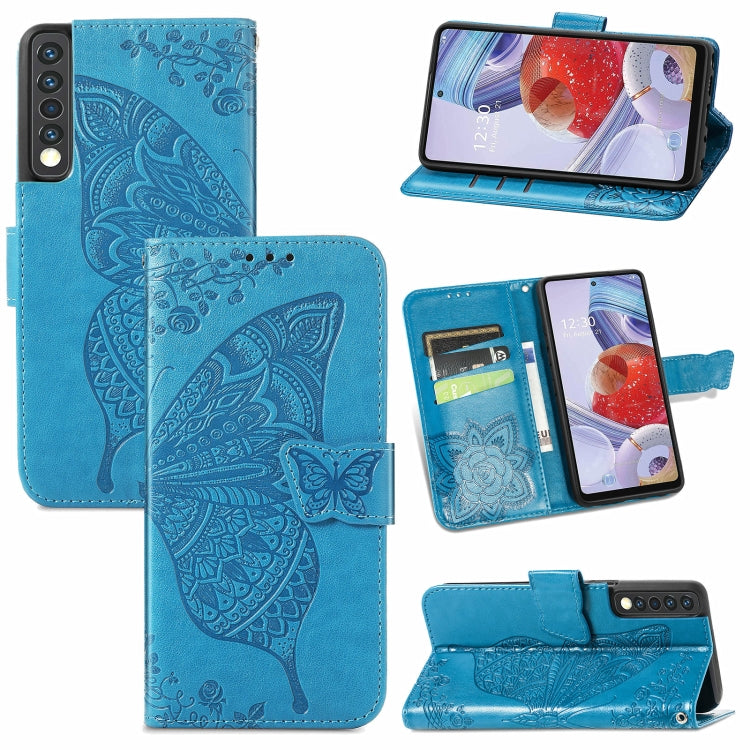 Butterfly Love Flower Embossed Horizontal Flip Leather Case with Bracket / Card Slot / Wallet / Lanyard