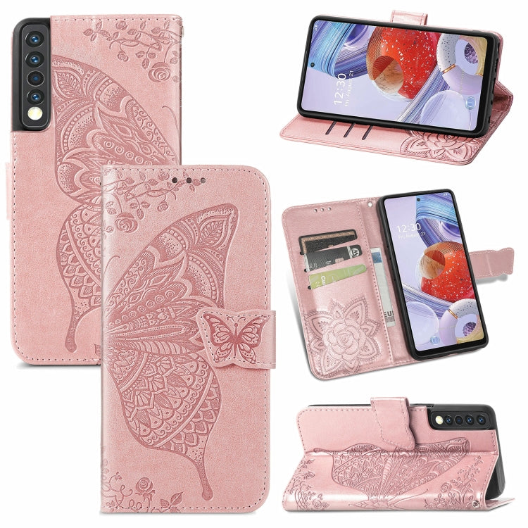 Butterfly Love Flower Embossed Horizontal Flip Leather Case with Bracket / Card Slot / Wallet / Lanyard