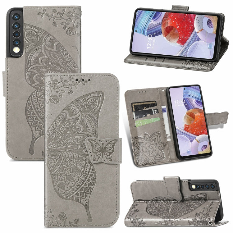 Butterfly Love Flower Embossed Horizontal Flip Leather Case with Bracket / Card Slot / Wallet / Lanyard