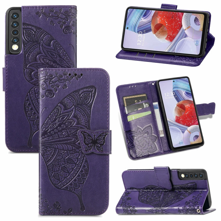 Butterfly Love Flower Embossed Horizontal Flip Leather Case with Bracket / Card Slot / Wallet / Lanyard