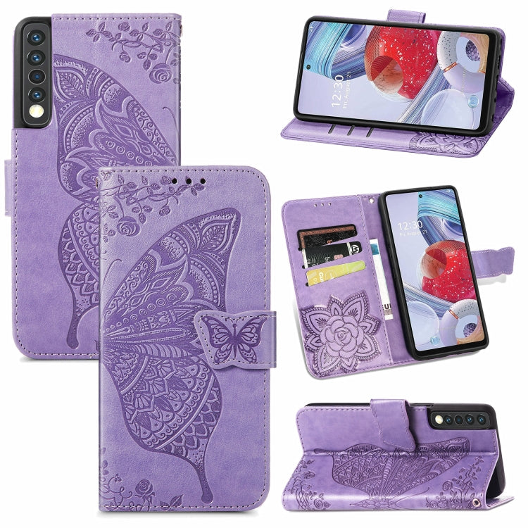 Butterfly Love Flower Embossed Horizontal Flip Leather Case with Bracket / Card Slot / Wallet / Lanyard